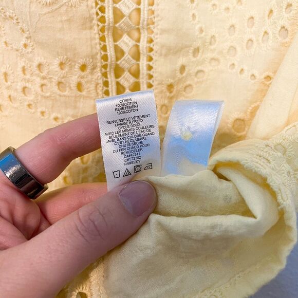 Sanctuary Embroidered Lace Ruffle Sleeve Blouse Butter Yellow S - Picture 5 of 7